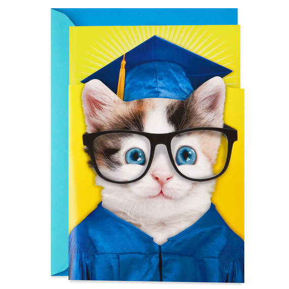 Excited Cat Musical Graduation Card, , large image number 1
