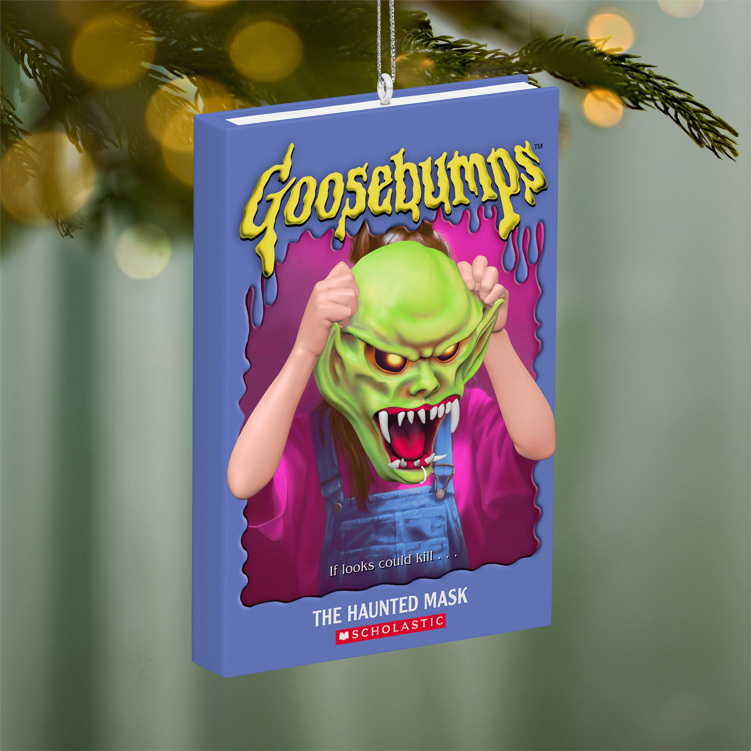 Goosebumps The Haunted Mask Book Ornament Hanging on tree image number 2