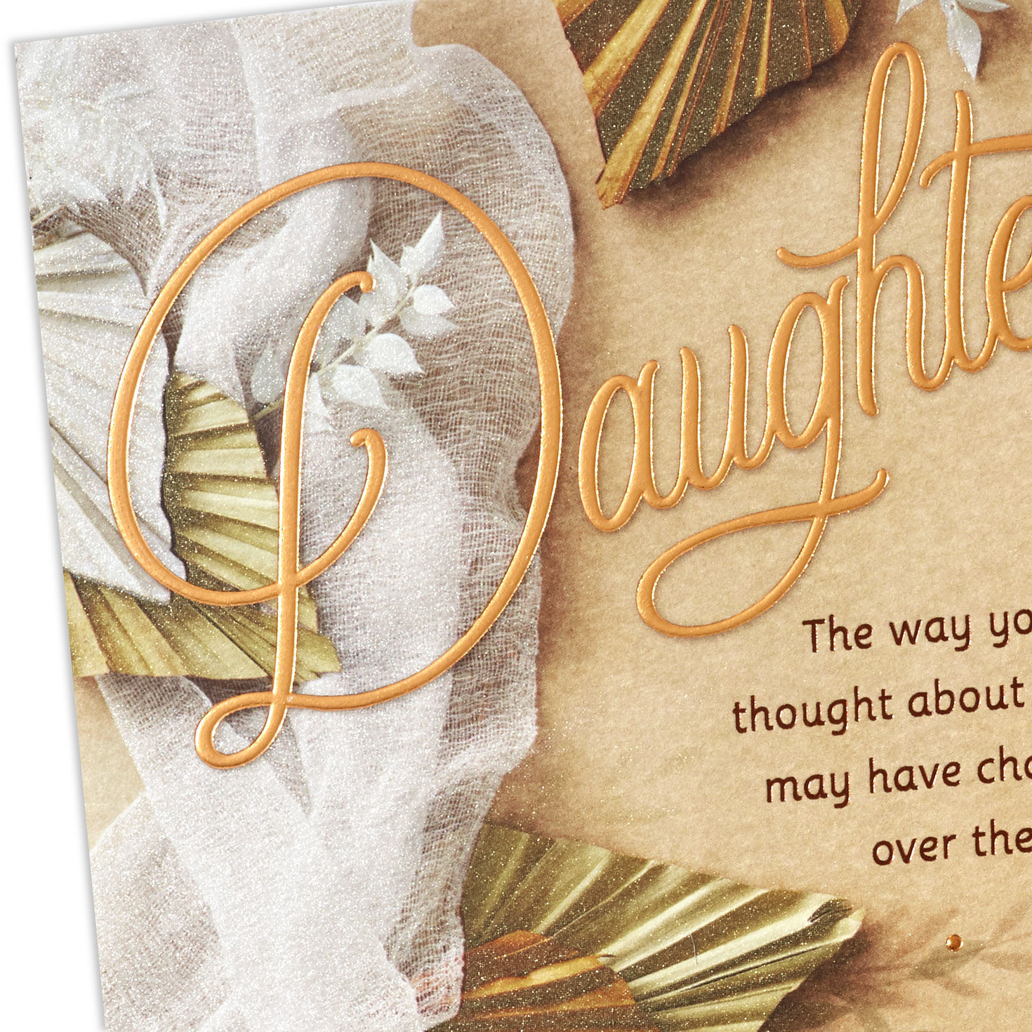 Tulle and Palm Leaf Decor Daughter Wedding Card  image number 5
