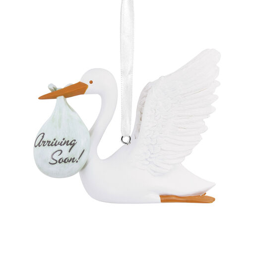 Arriving Soon Stork Pregnancy Hallmark Ornament, 