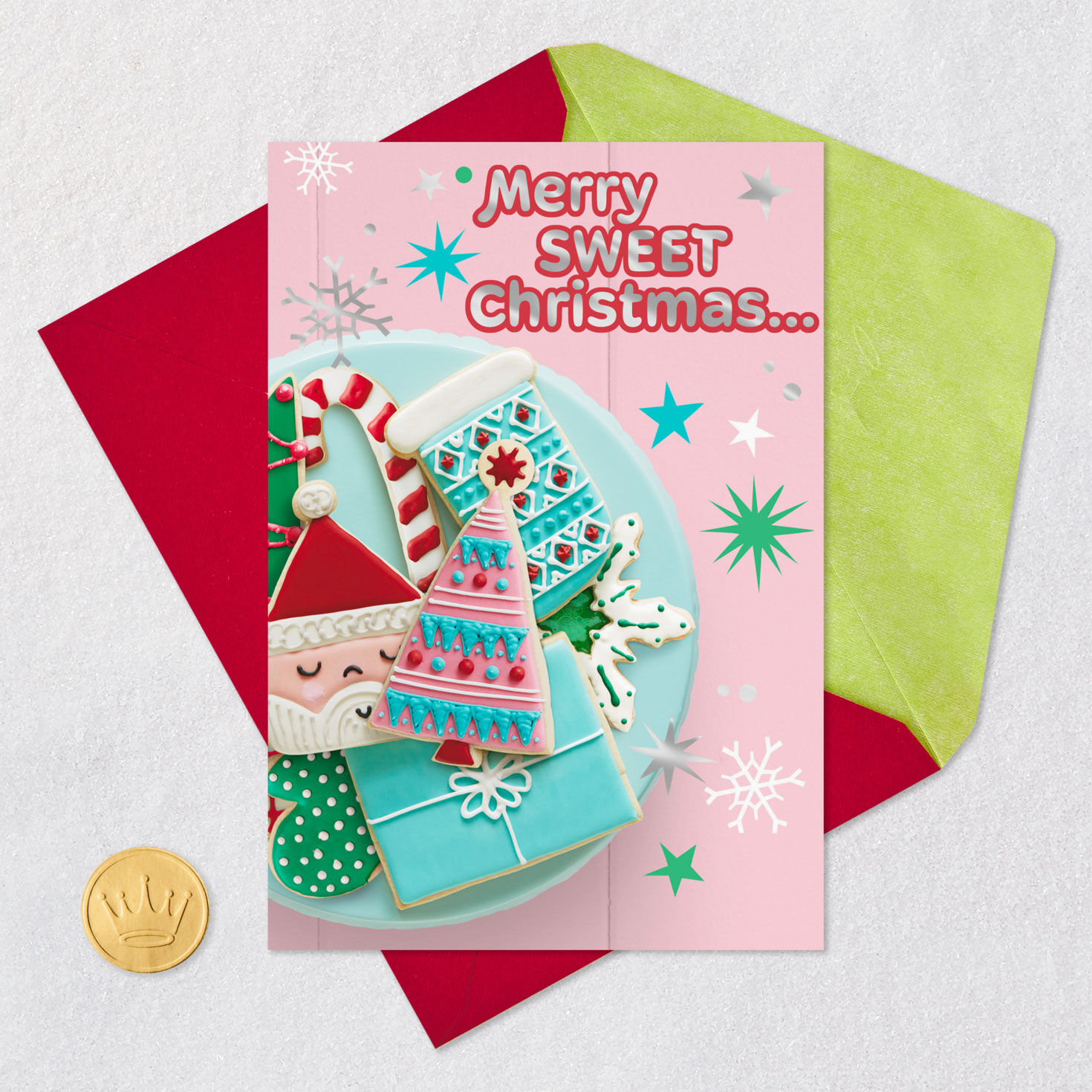 Frosted Sugar Cookies Christmas Card Card Front with Envelope and Gold Seal image number 5