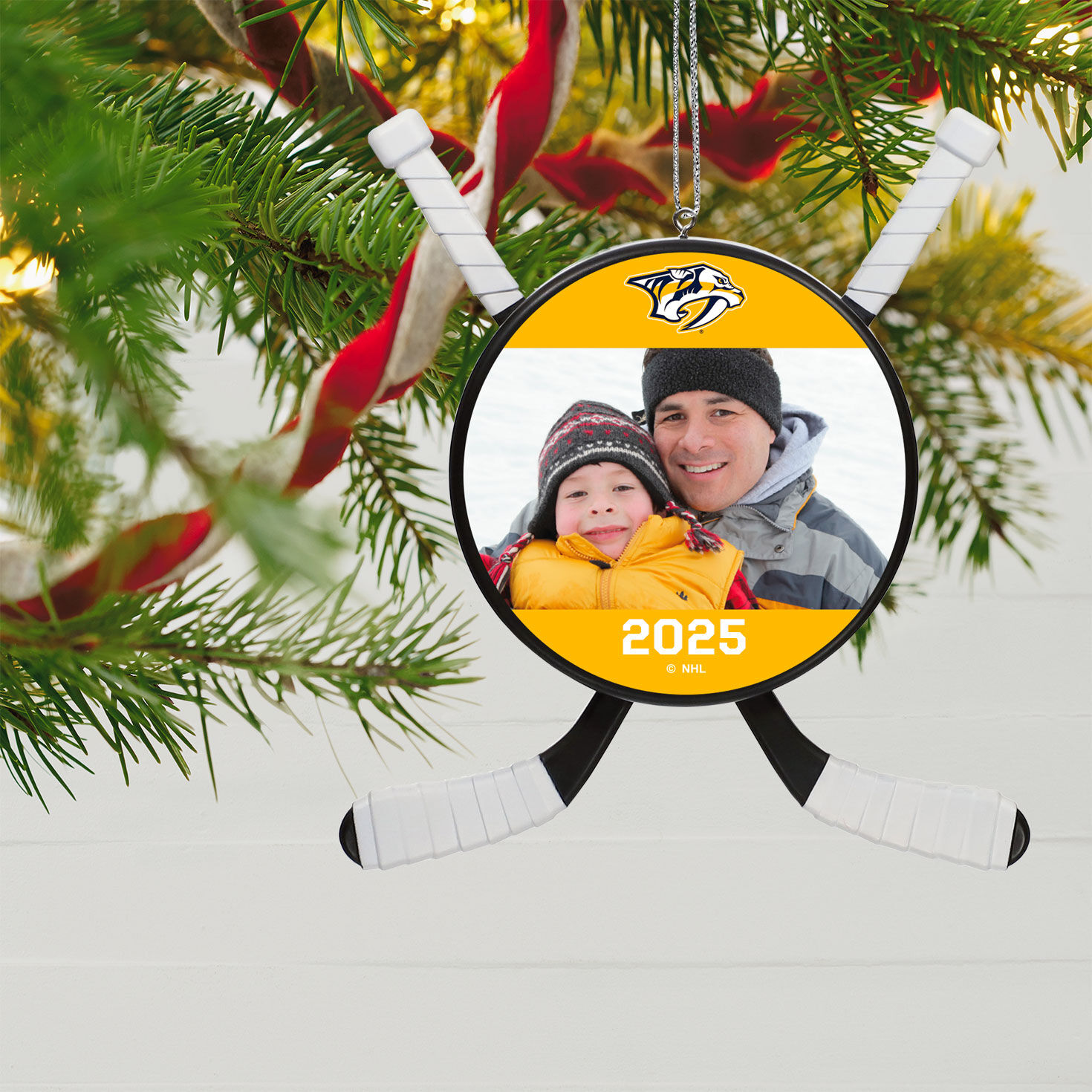 NHL Nashville Predators&reg; Hockey Personalized Ornament, Custom Photo and Text  image number 2