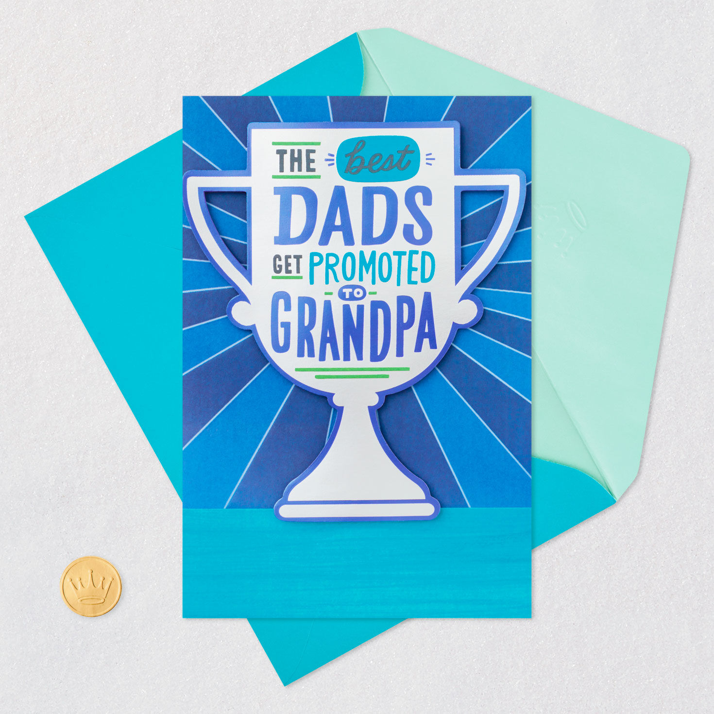 Silver and Blue Trophy Grandpa Father's Day Card Card Front with Envelope and Gold Seal image number 5