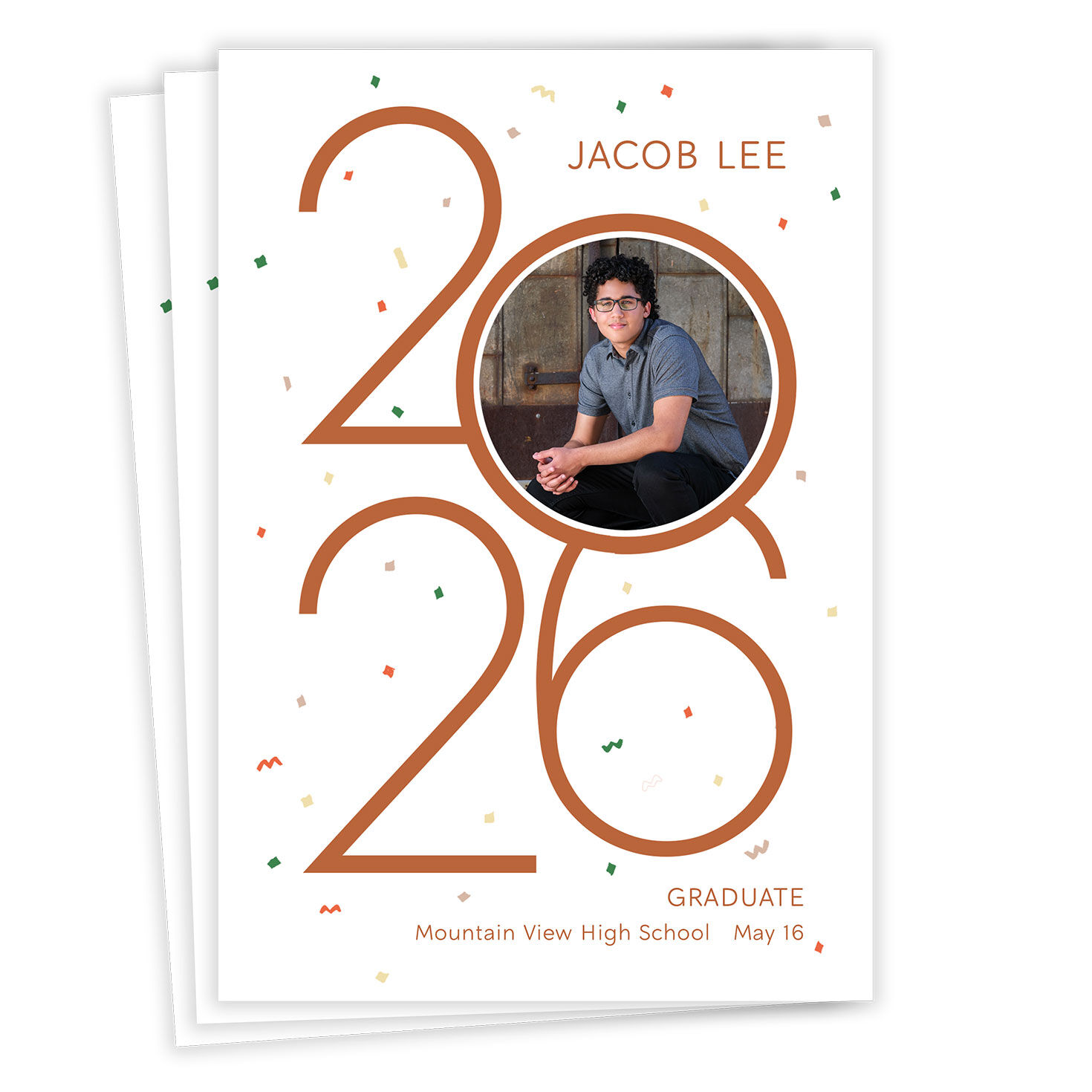 Colorful Confetti 2026 Flat Graduation Announcement