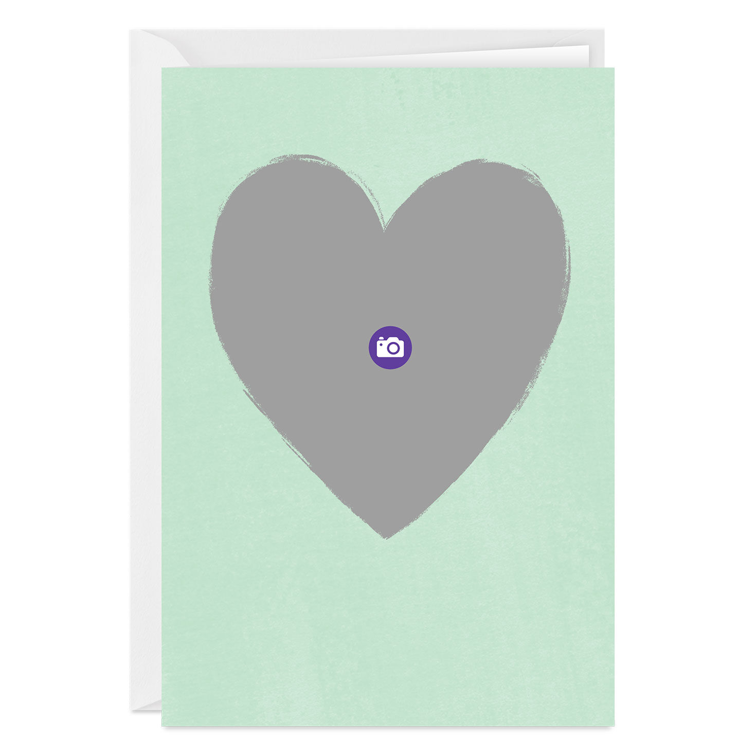 Personalized Mint Green Heart Frame Blank Photo Card  image number 3