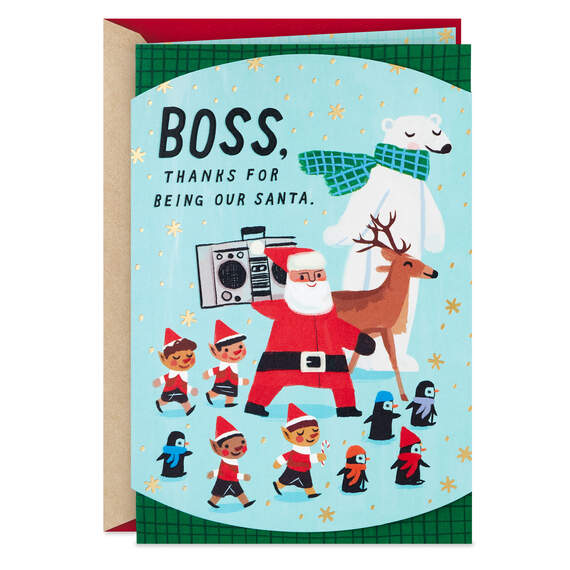 Thanks for Being Our Santa Christmas Card for Boss From All, , large image number 1