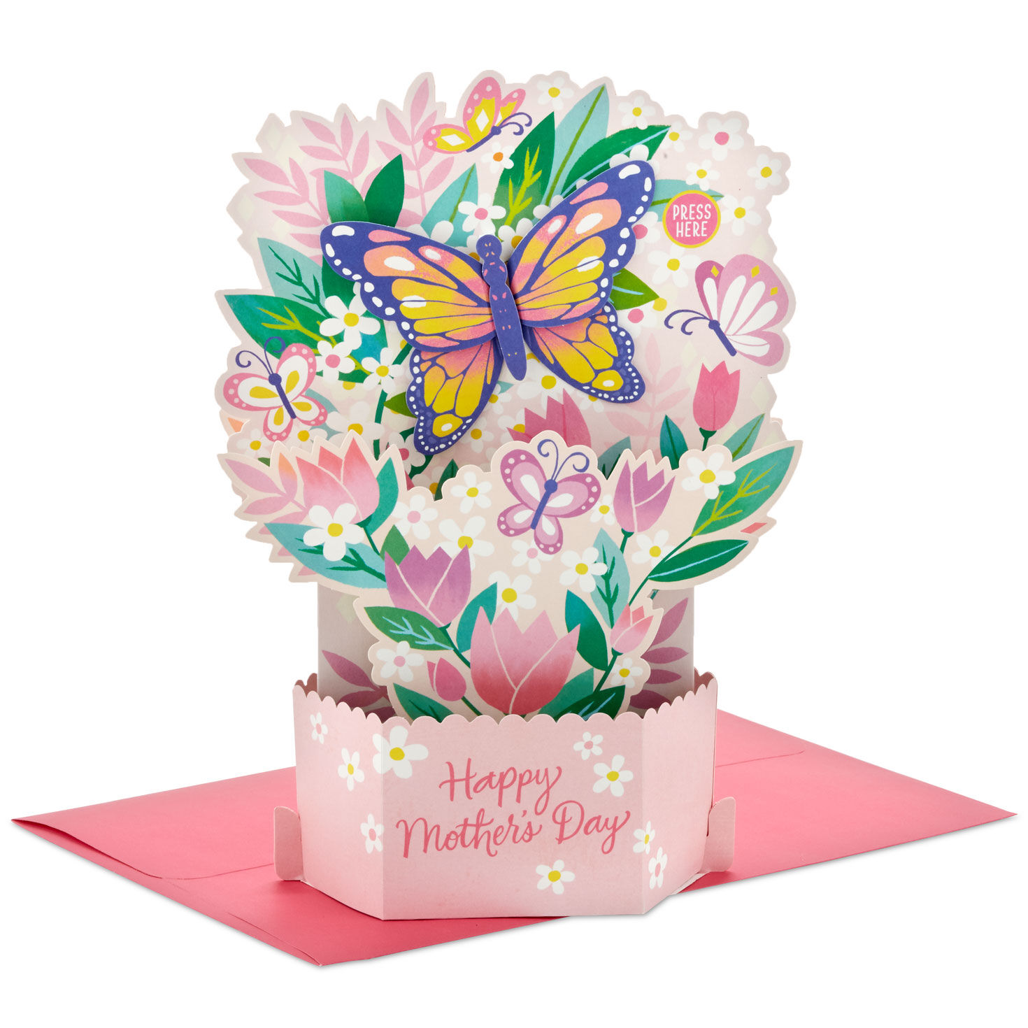 Handmade mothers day 3D birthday card butterflies and pretty roses card 