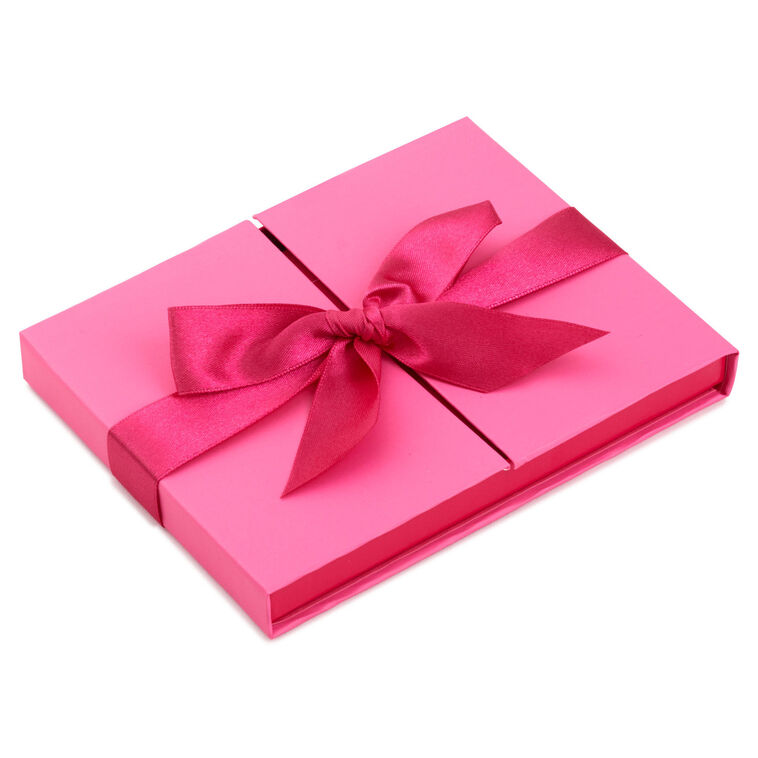 4.5" Pink Gift Card Holder Box With Pink Satin Bow