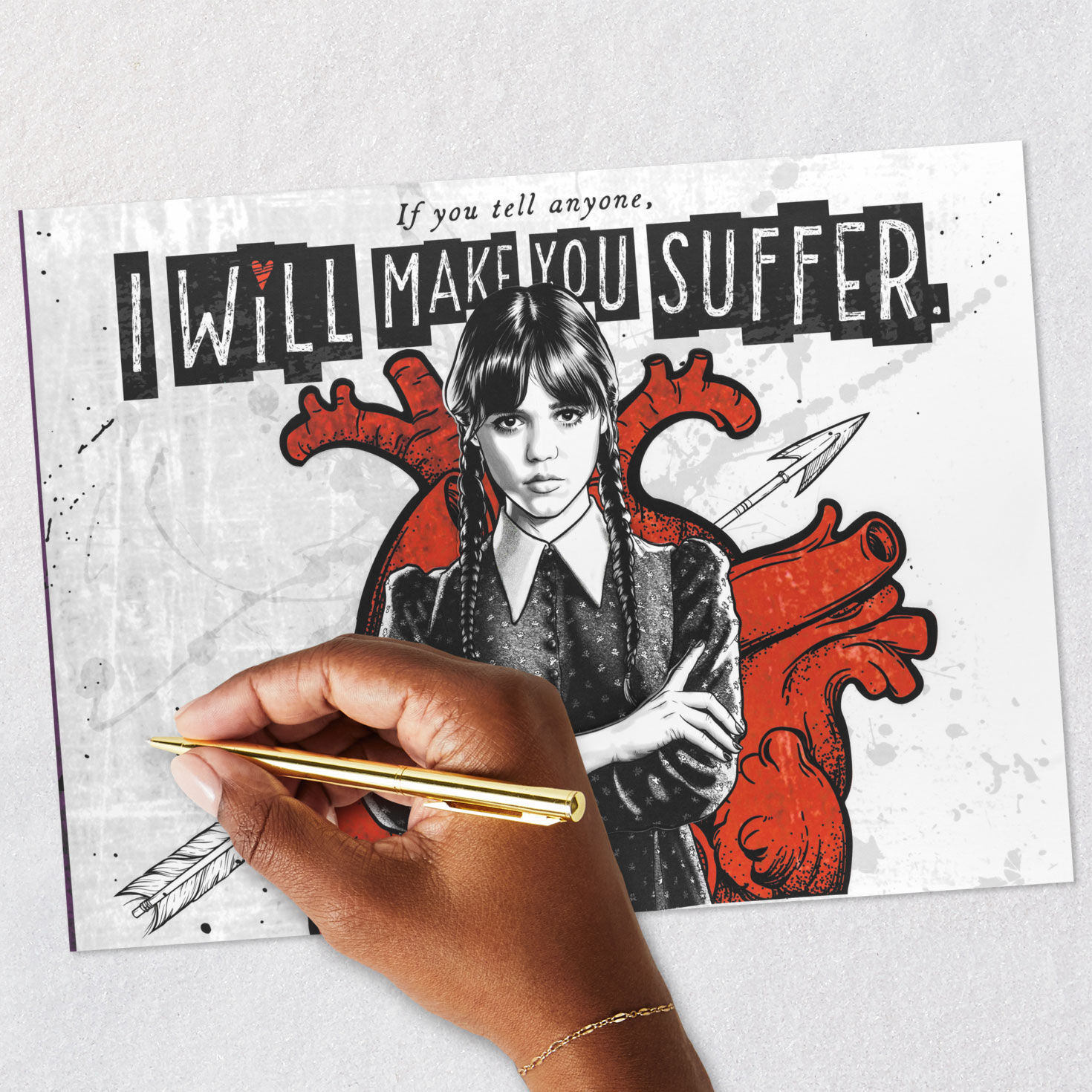 Wednesday Addams Purple Valentine's Day Card Signing card image number 5