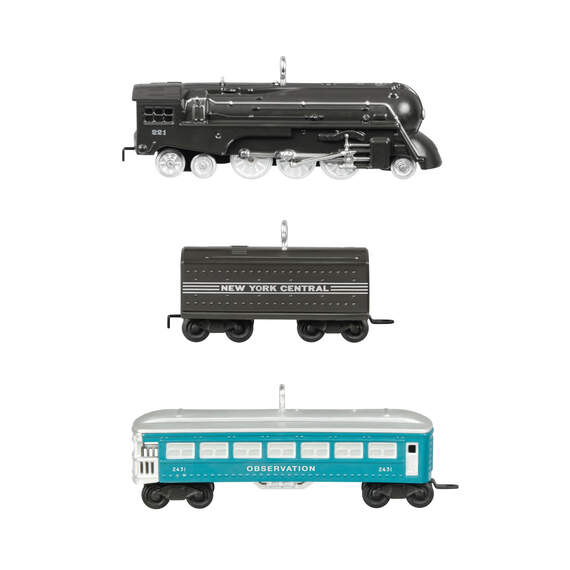 Mini Lionel® 221 Steam Locomotive and Tender With 2431 Observation Car Ornaments, Set of 3