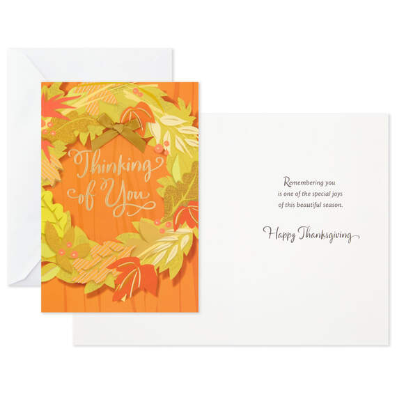 Fall Wreath Thinking of You Thanksgiving Card, Pack of 6, , large image number 2