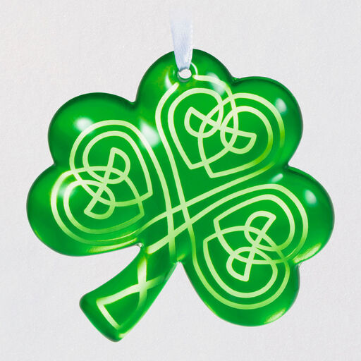 Luck o’ the Irish Shamrock Glass Ornament, 