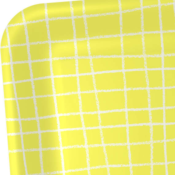 Yellow Grid Square Dinner Plates, Set of 8, , large image number 4