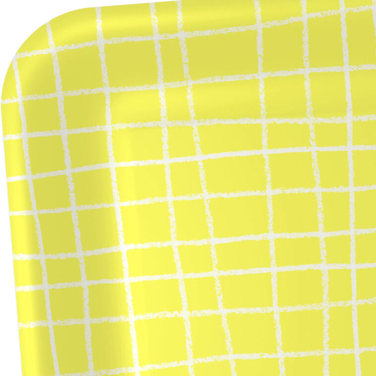 Yellow Grid Square Dinner Plates, Set of 8, , large image number 4