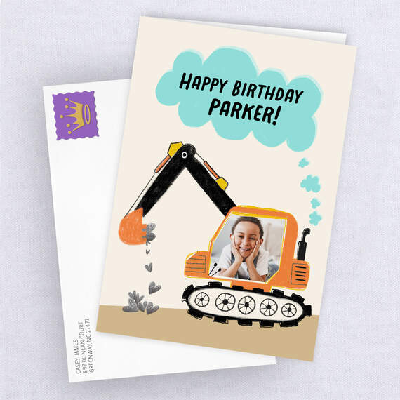 Personalized Construction Theme Photo Card for Kid, , large image number 4