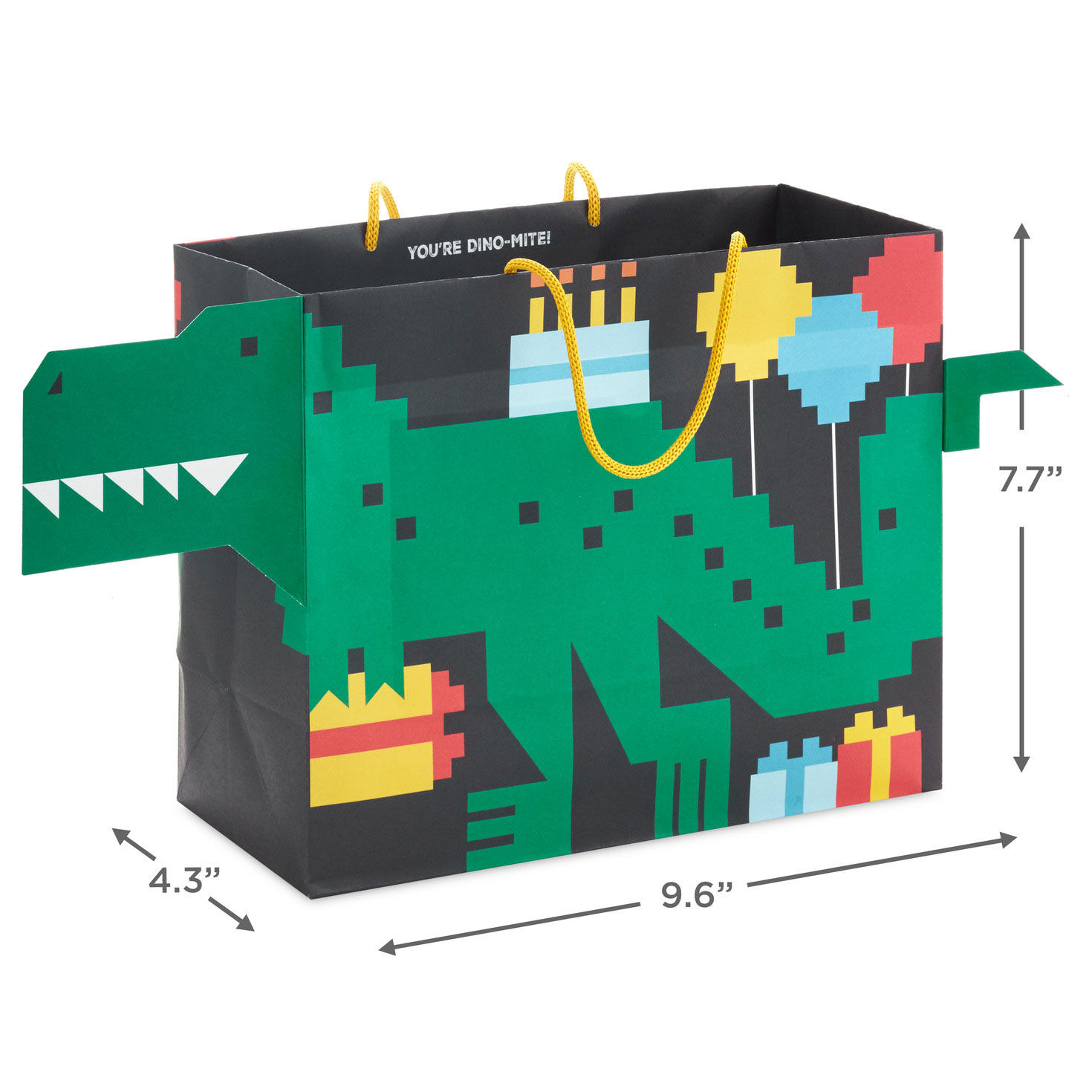 7.7" 8-Bit Dinosaur Medium Horizontal Birthday Gift Bag for only USD 3.99 | Hallmark