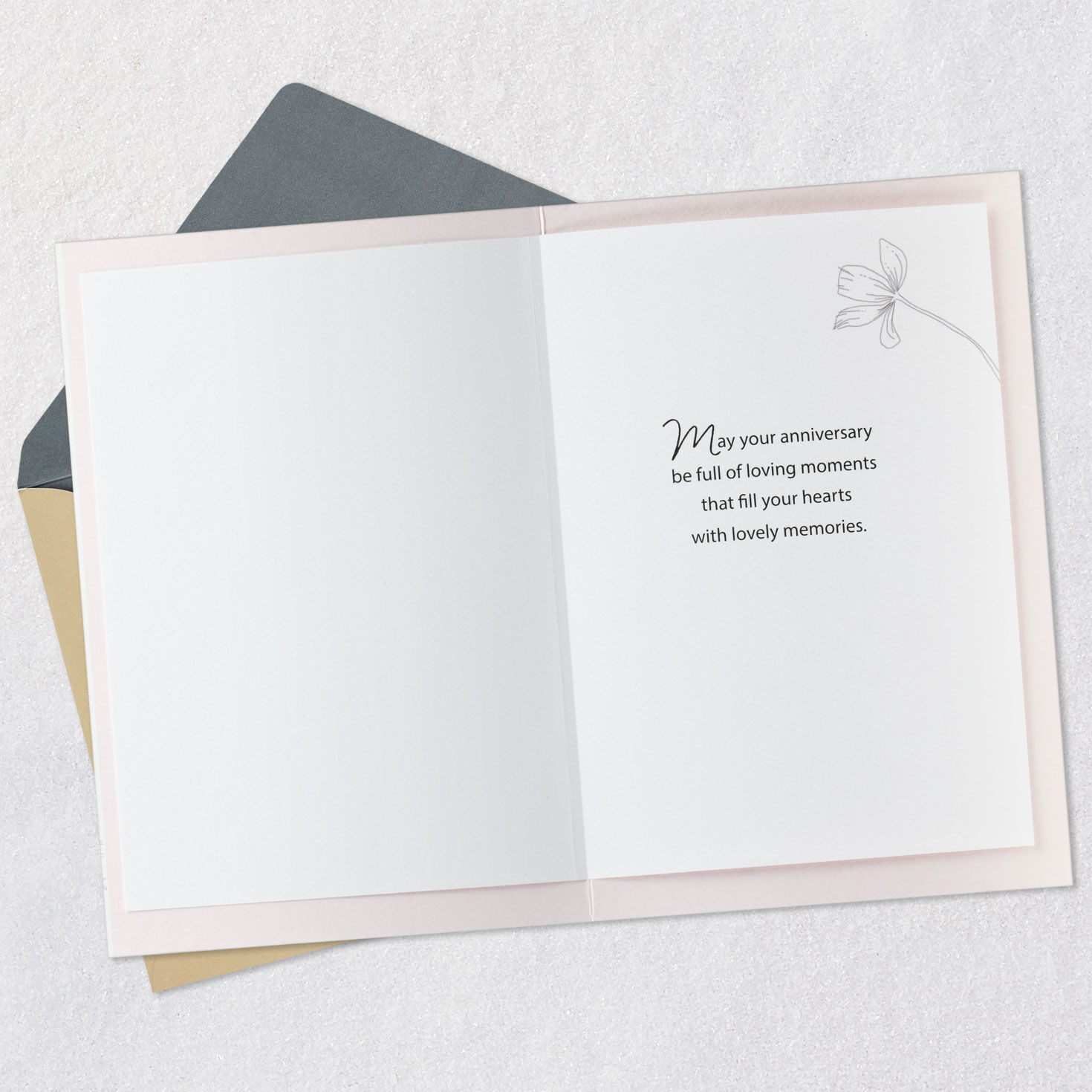Pink and Yellow Flowers Anniversary Card open card with envelope image number 3