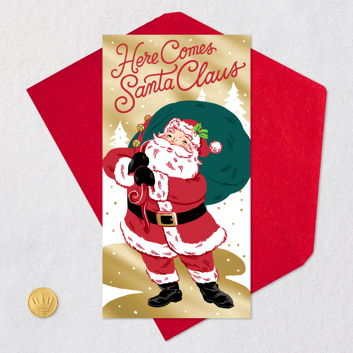 Here Comes Santa Claus Money Holder Christmas Card, , large image number 6