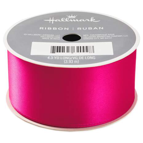 1 1/2" Neon Pink Satin Ribbon, , large