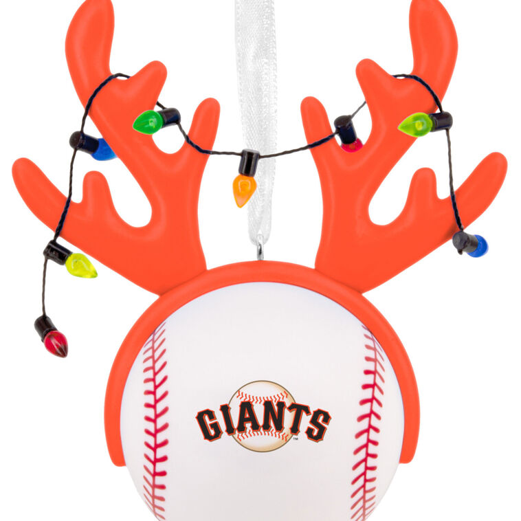 Giants Reindeer Baseball Christmas Ornament closeup view image number 5