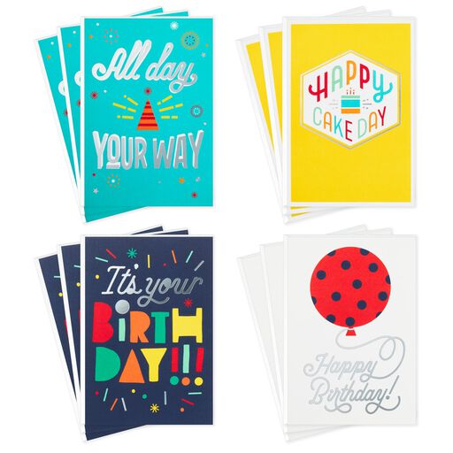 Bold and Bright Assorted Birthday Cards, Pack of 12, 