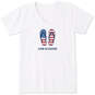 Life Is Good Americana Flip-Flops Women's White V-Neck T-Shirt, , large image number 1