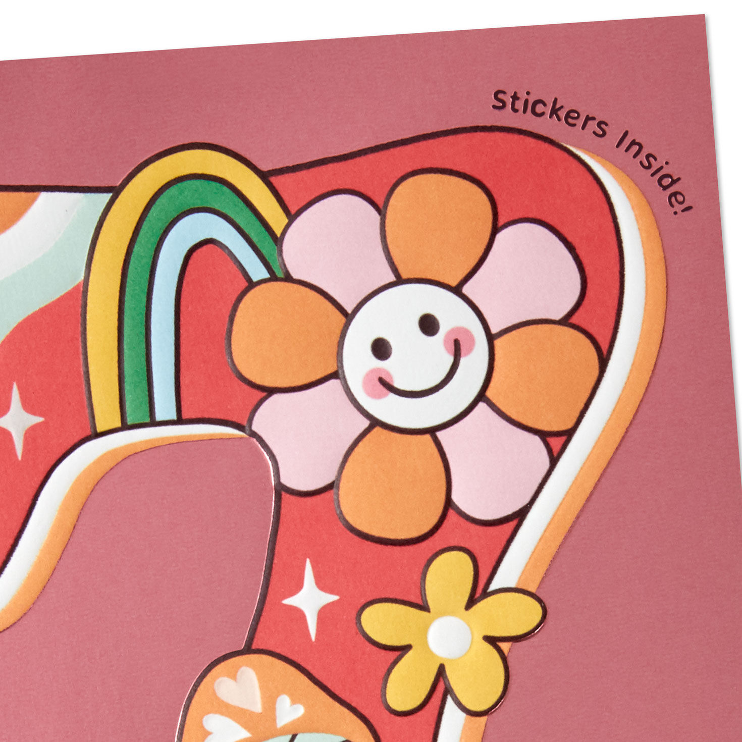 Mushrooms & Flowers Stickers Pop-Up 7th Birthday Card Card Front Detail image number 4