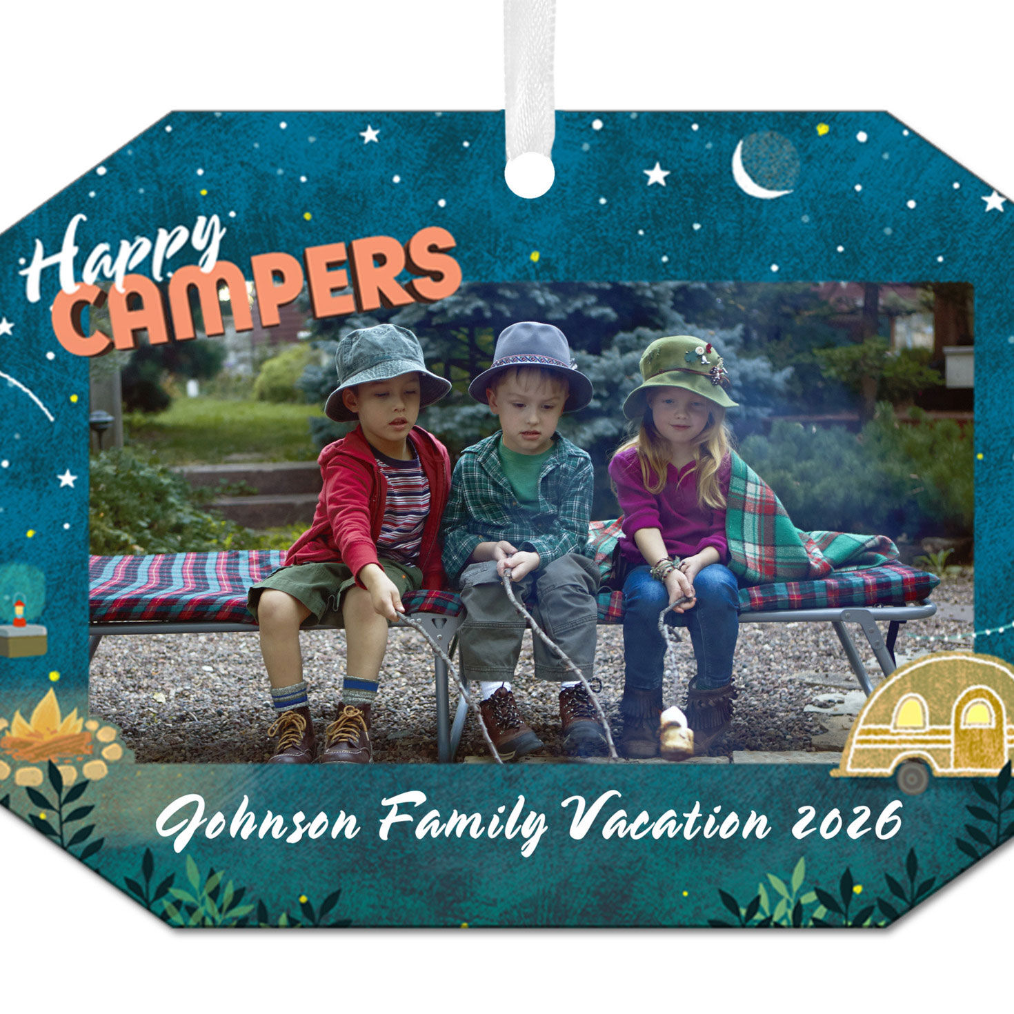 Happy Campers Metal Personalized Ornament, Custom Photo and Text for only USD 17.99 | Hallmark