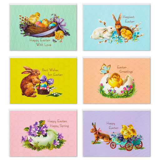 Vintage Bunnies and Chicks Boxed Easter Cards, Pack of 24, 