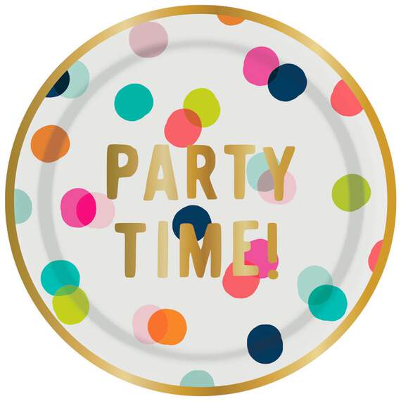 Party Time Confetti Medium Paper Plates, Pack of 8, , large image number 1