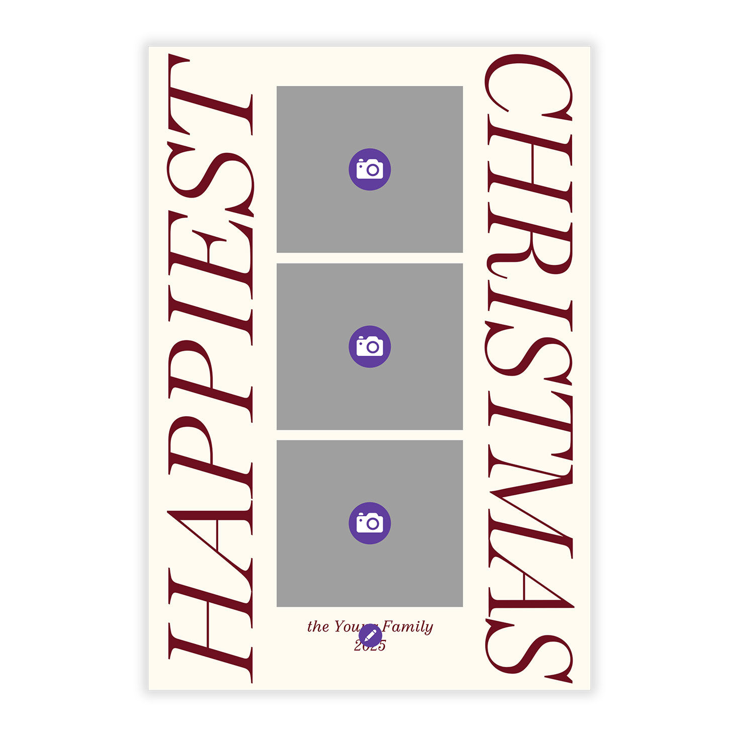 Red Lettering Flat Christmas Photo Card Card Front indicating personalization image number 5