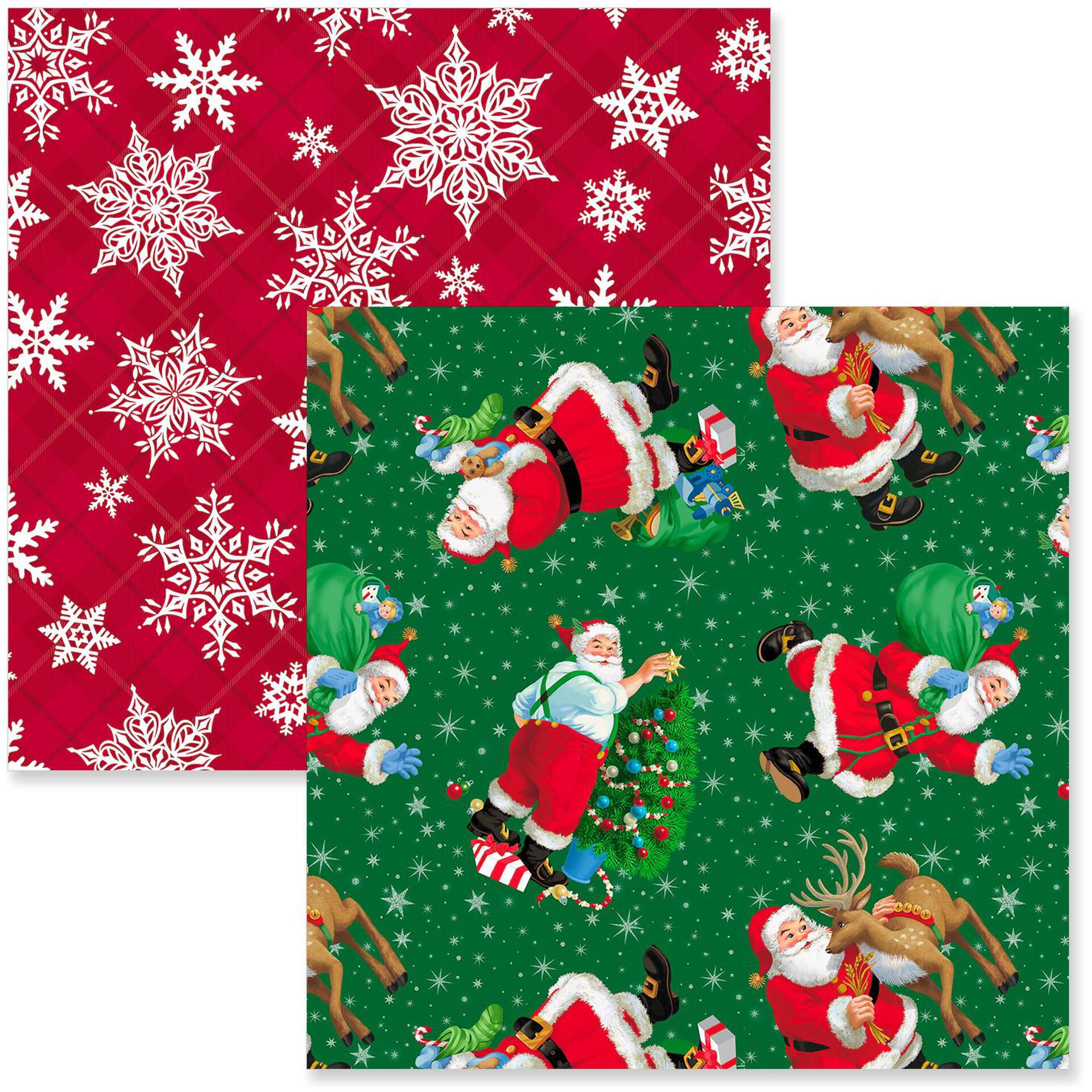 Santa Claus/Snowflakes Christmas Wrapping Paper Rolls, Pack of 2