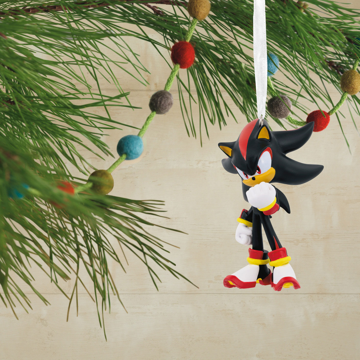 Sonic the Hedgehog Shadow Christmas Ornament hanging on tree image number 2