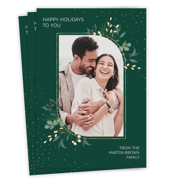 Frosted Botanicals Flat Holiday Photo Card