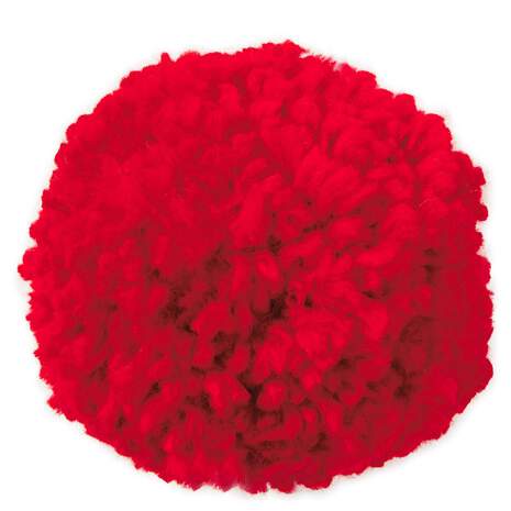 Red Yarn Pom-Pom Gift Bow, 3.5", , large