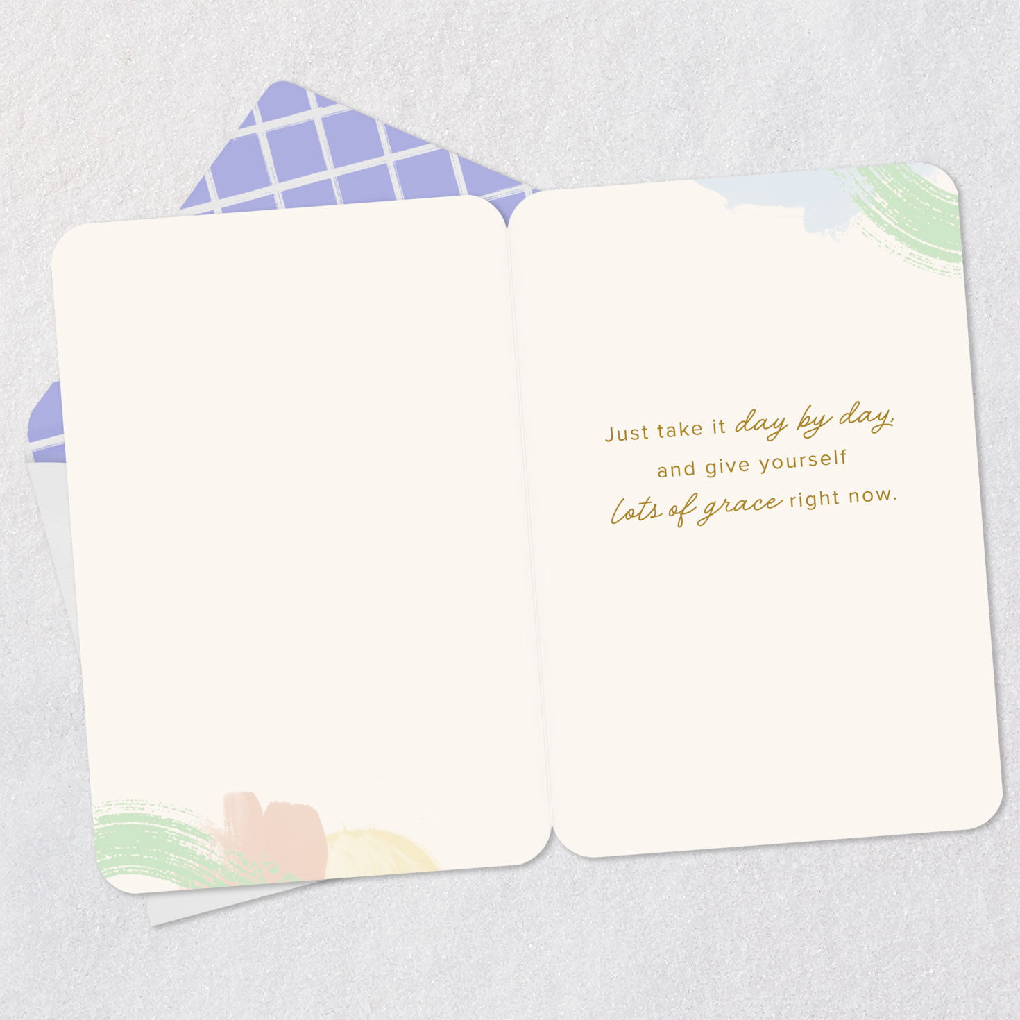 Gold Leaves and Pastel Abstract Treatment Encouragement Card Open card with envelope image number 3