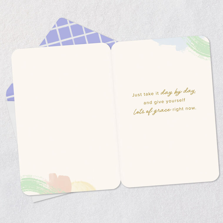 Gold Leaves and Pastel Abstract Treatment Encouragement Card Open card with envelope image number 3