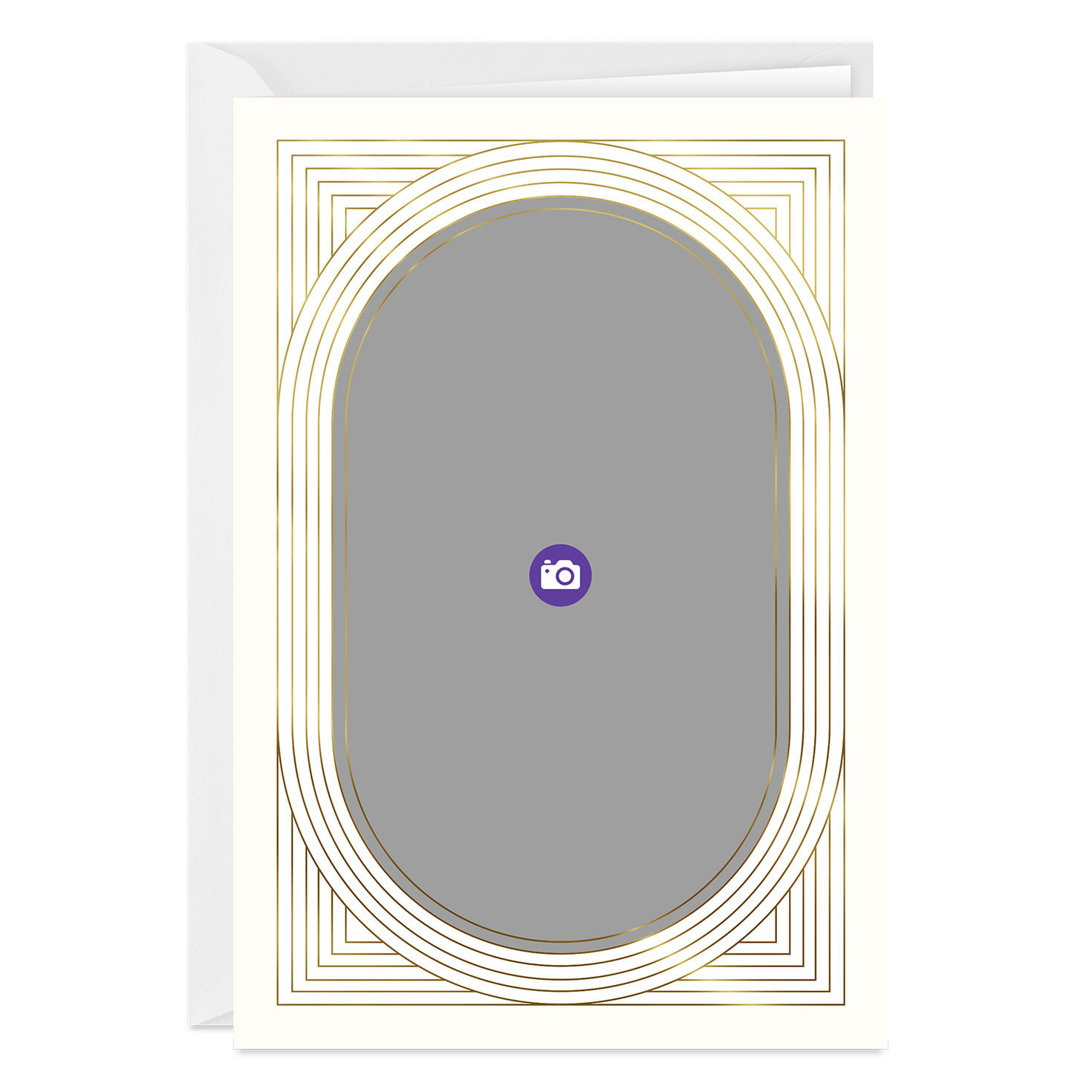 Art Deco Gold Oval Frame Folded Photo Card  image number 3