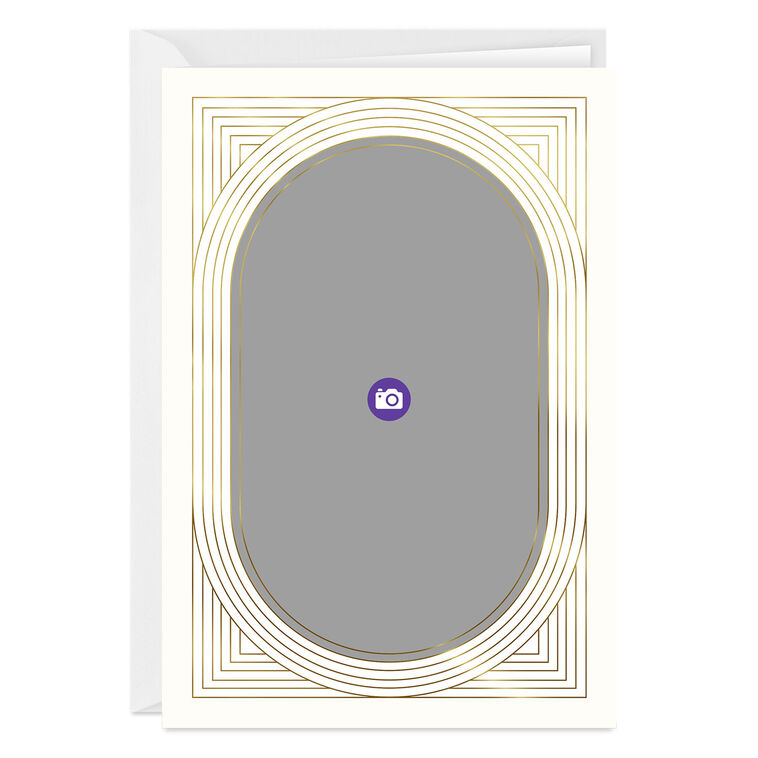 Art Deco Gold Oval Frame Folded Photo Card  image number 3
