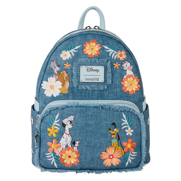 Loungefly Disney Dogs and Cats Denim Mini Backpack