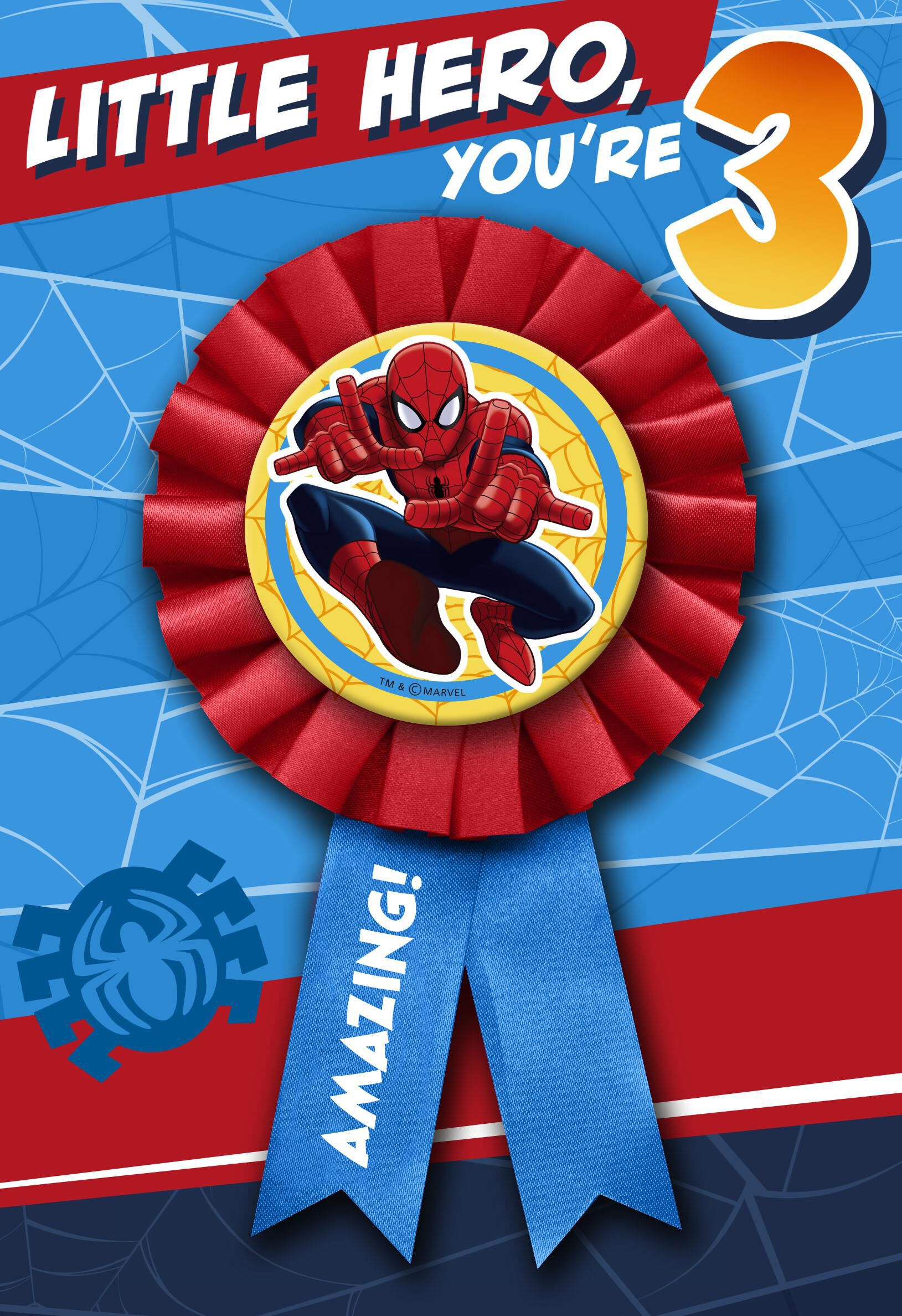 Spider-Man 3rd Birthday Card With Wearable Ribbon