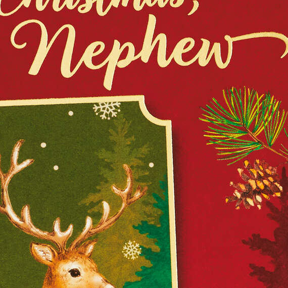 Deer in Snowy Woods Christmas Card for Nephew, , large image number 4