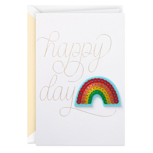 Happy Day Sequin Rainbow Birthday Card, 