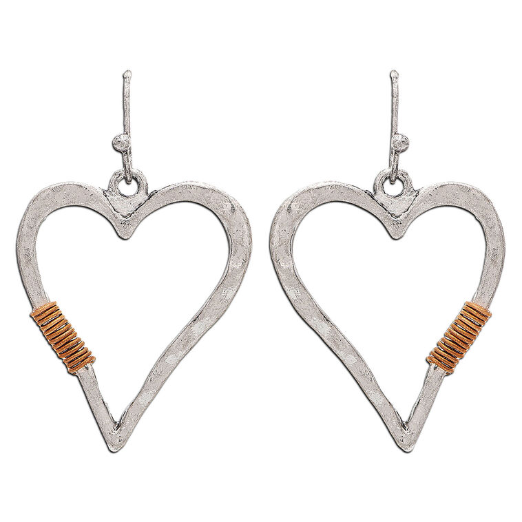 Rain Jewelry Wire-Wrapped Silver Heart Earrings