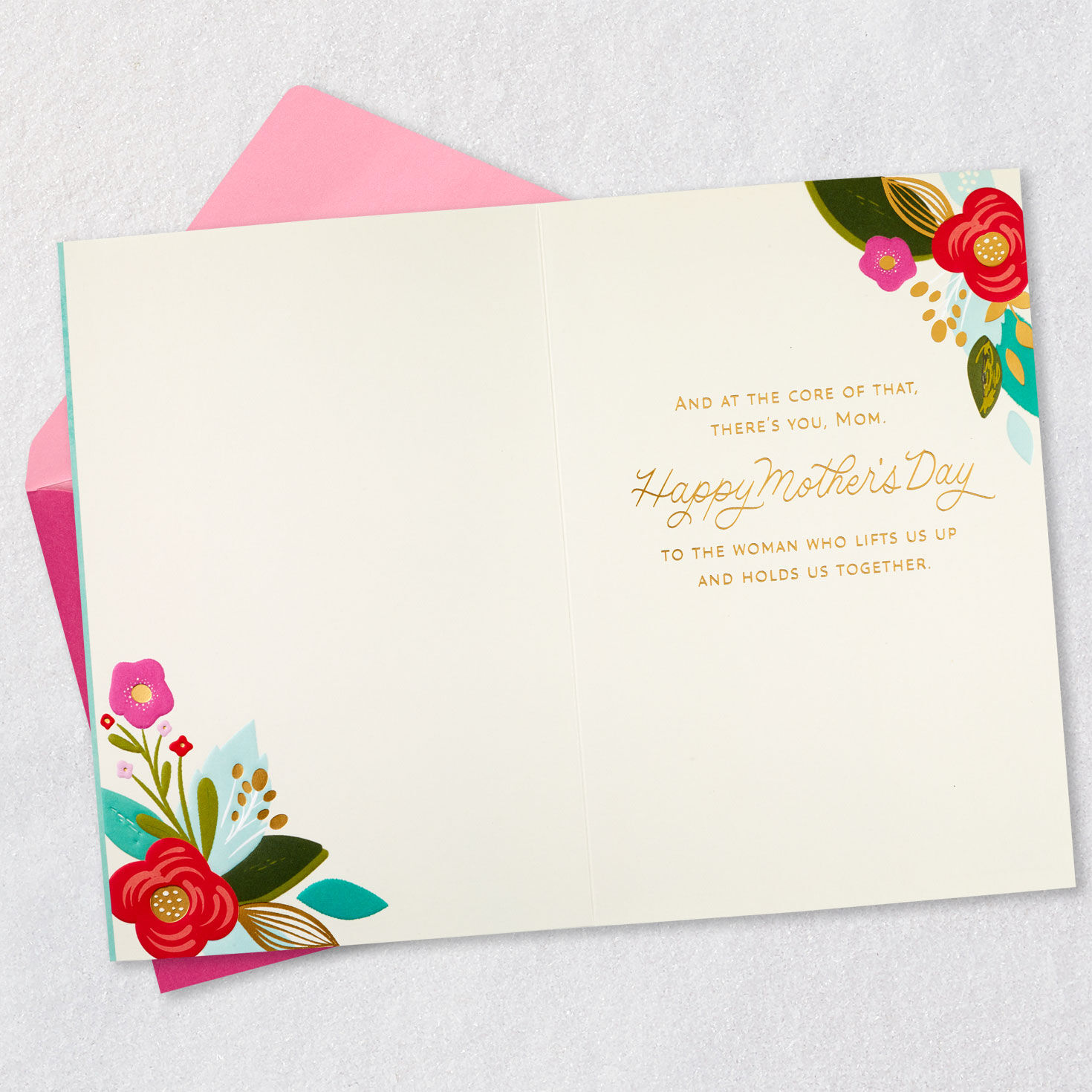 Flowers Mom Mother's Day Card From All of Us Open card with envelope image number 3