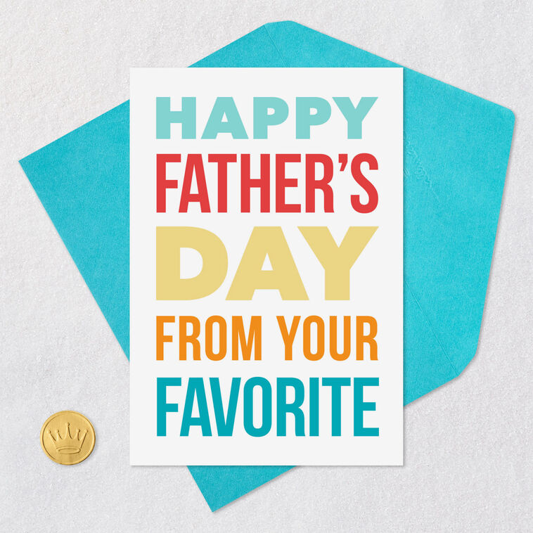 Colorful Block Lettering Funny Father's Day Card for Dad Card Front with Envelope and Gold Seal image number 5