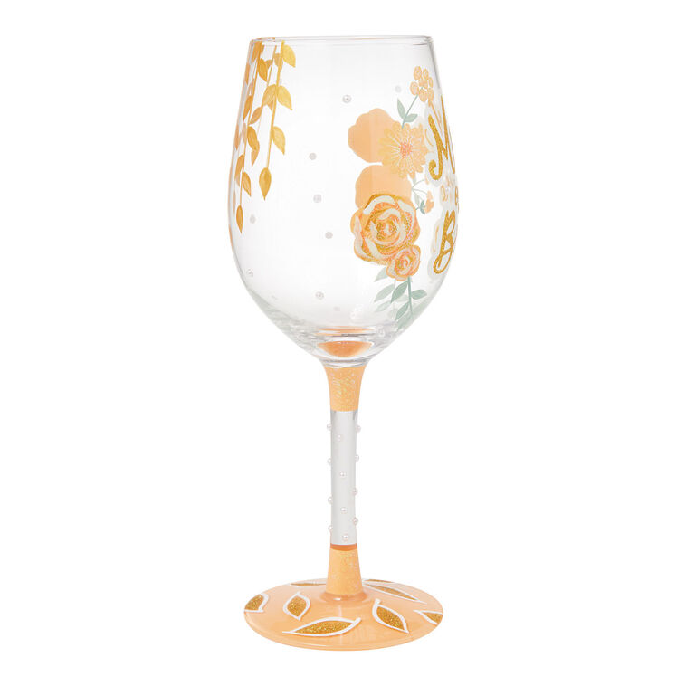 Peach Roses Mother of the Bride Lolita Wine Glass  image number 5