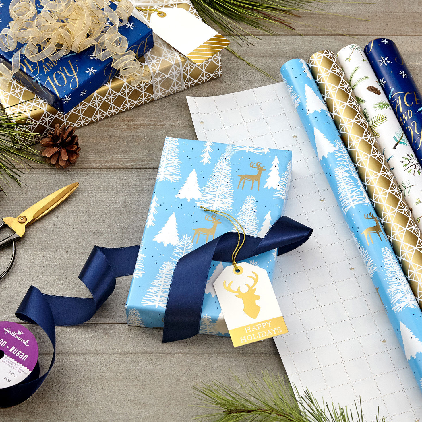 Woodland Charm 4-Pack Holiday Wrapping Paper Assortment, 120 sq. ft ...