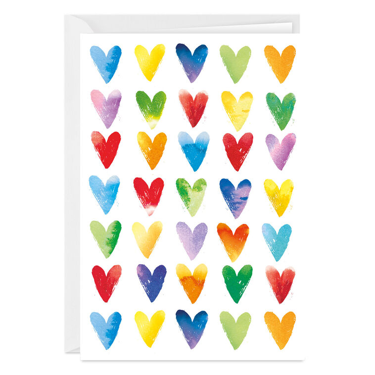 Watercolor Hearts Custom Love Card