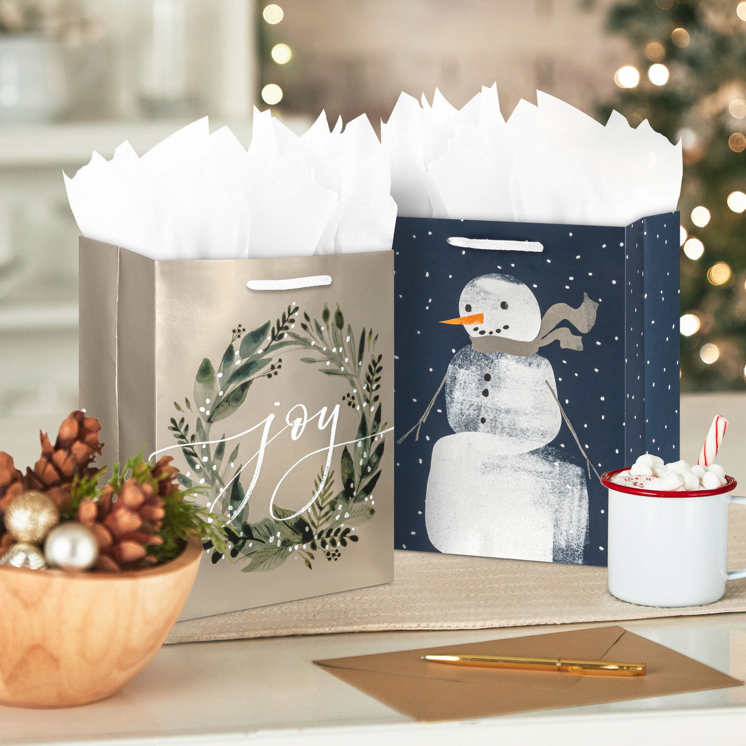 8.8 Winter Wonder 3 Pack Assorted Medium Holiday Gift Bag Bundle Gift Bags Hallmark